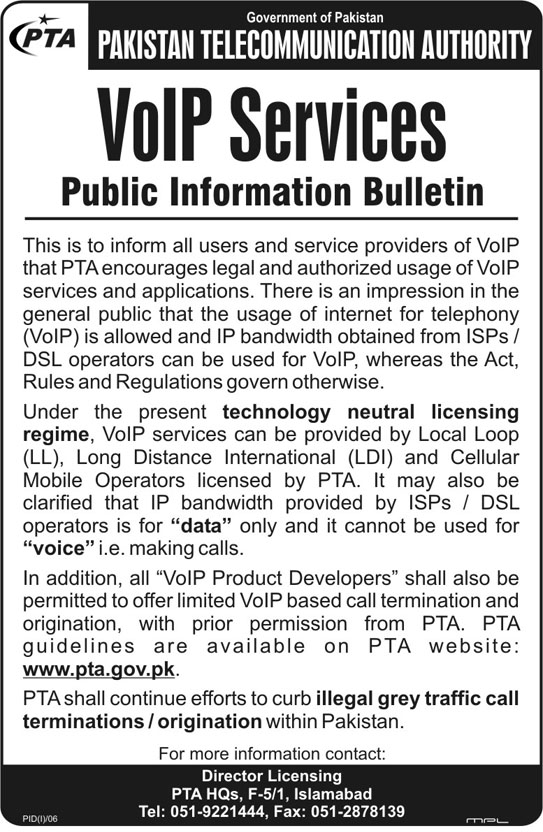 VoIP Services - Public Information Bulletin
