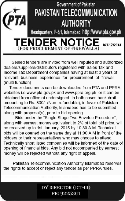 Tender Document For Procurement of Firewall