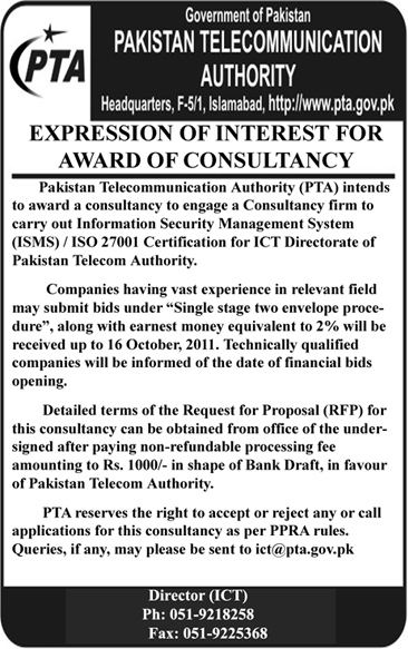 Expression of Interest for Award of Consultancy