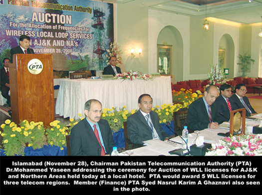 chairman pta addressing the ceremony for auction of WLL licenses 