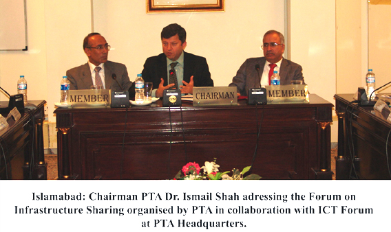 Chairman PTA addressing on infrastructure sharing organized by PTA