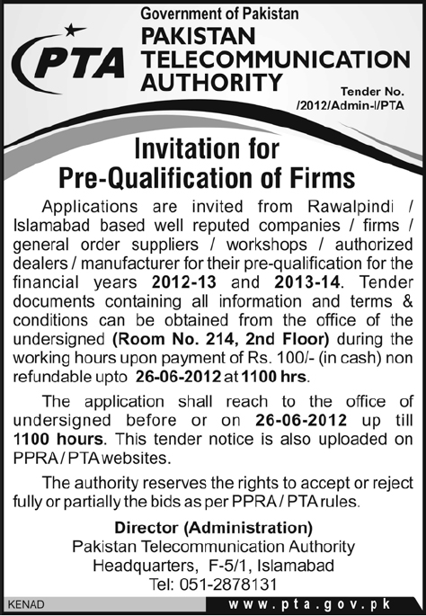 Invitation for Pre-Qualification of Firms